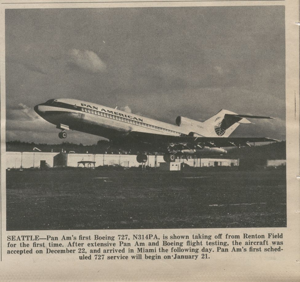 1966, January 21, First Boeing 727 accepted from Boeing